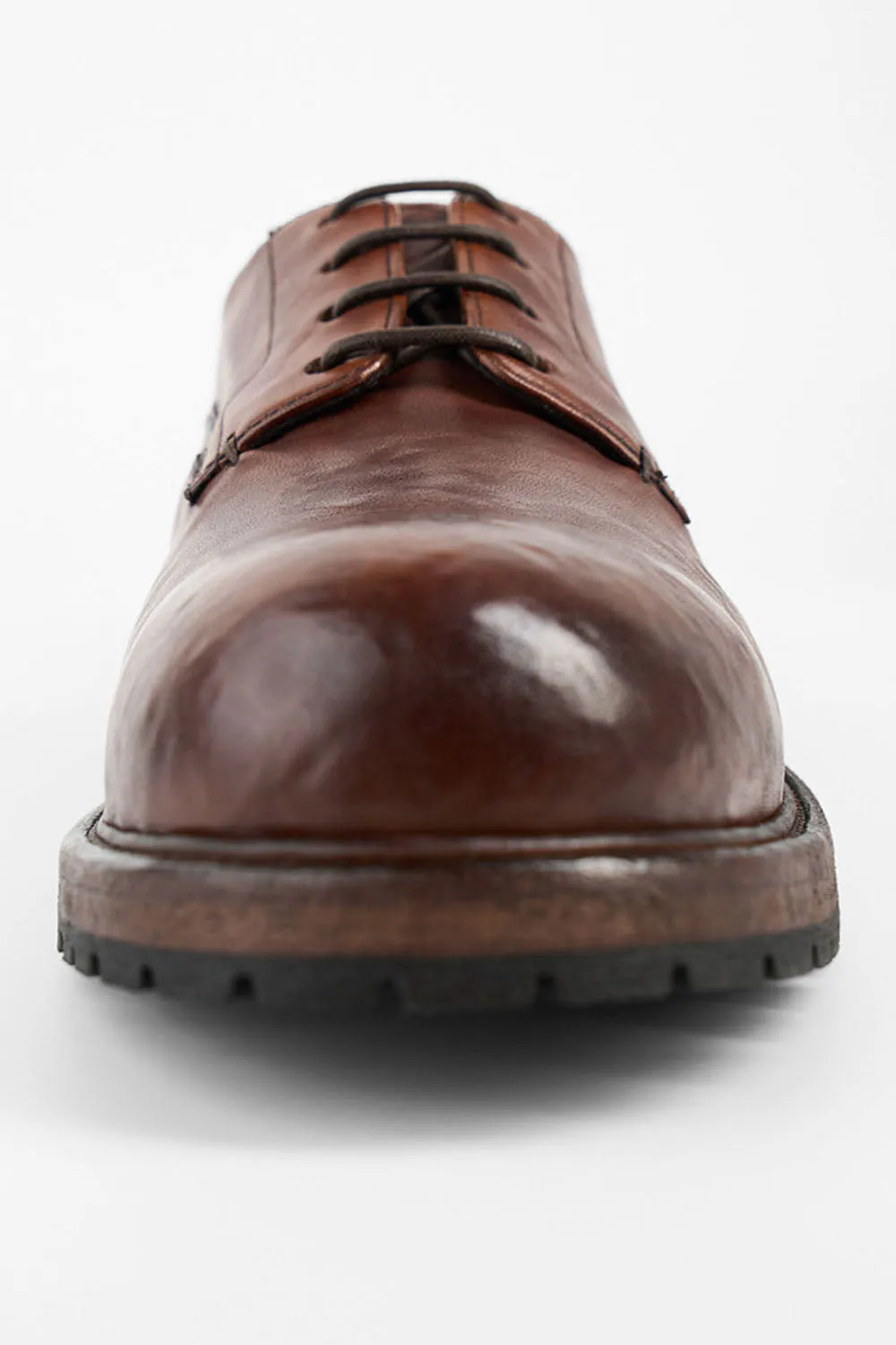 ROWLEY cognac folded derby shoes.