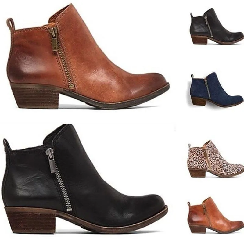 Square Low Heels Ankle Boots