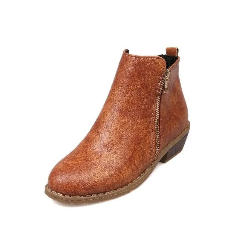 Square Low Heels Ankle Boots