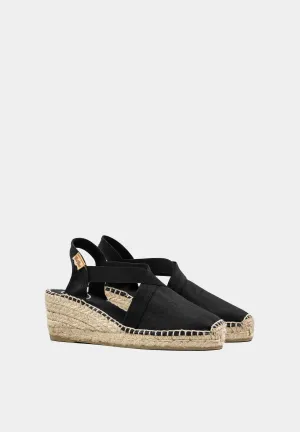 Ter Black Linen Wedge Espadrille